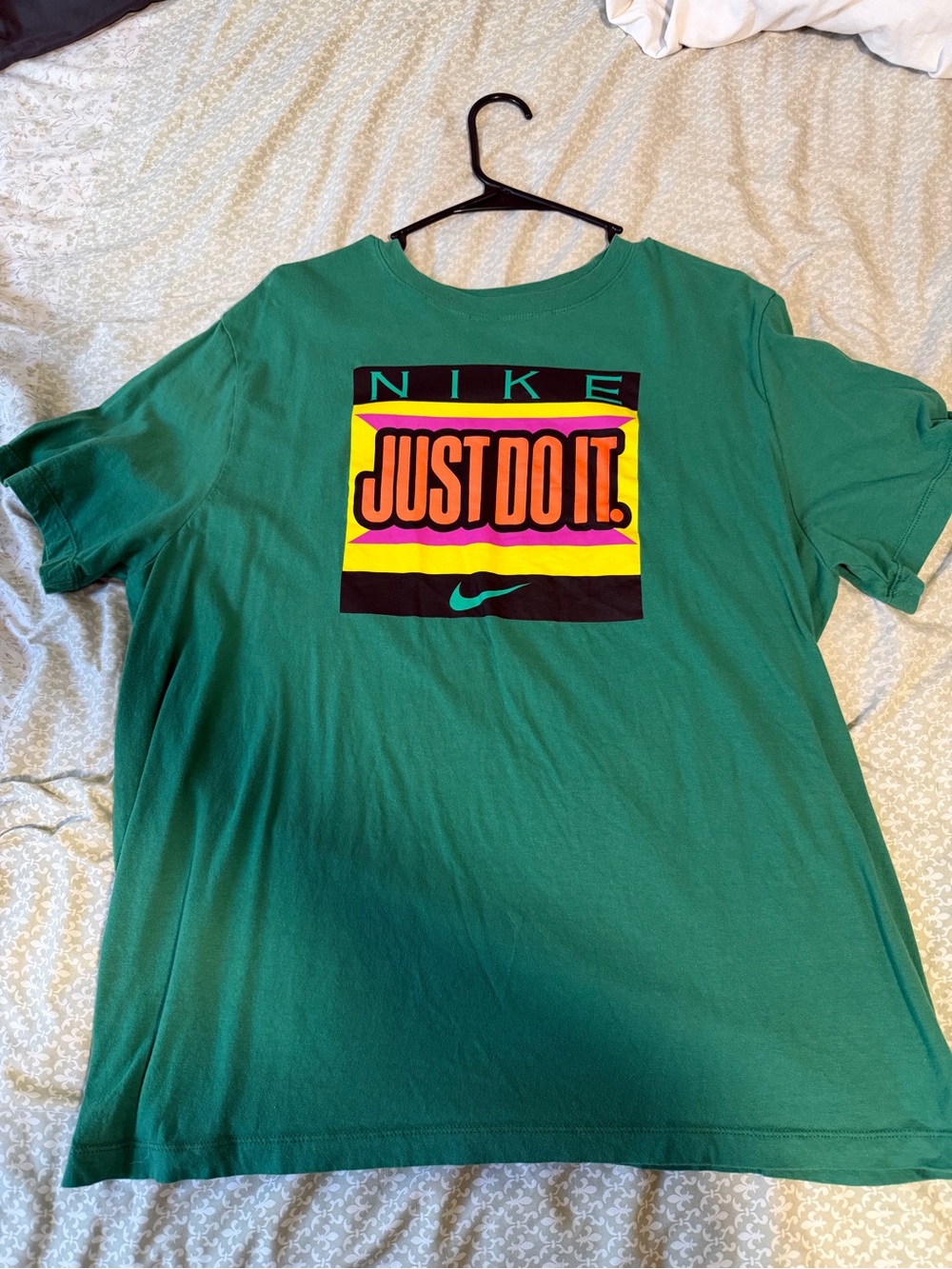 Nike Green Graphic Logo Tee with Multicolor Print